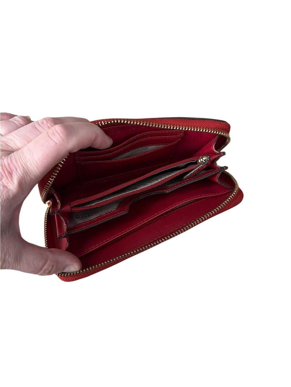 Michael Kors Red Leather Zip Around Wallet - Picture 9 of 9